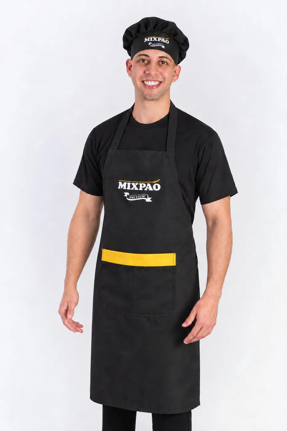 Avental e touca de chef personalizados da padaria Mixpão